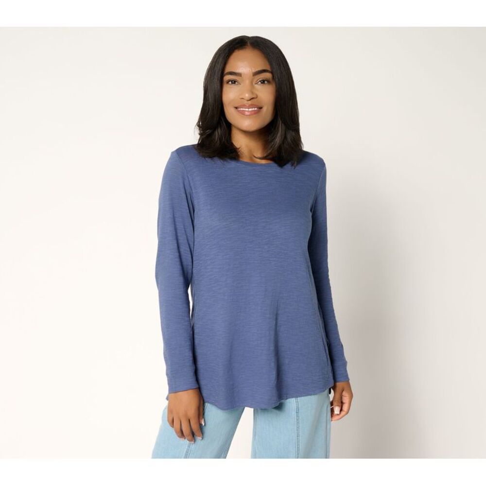 Liberare Women's Top Sz L 100% Cotton Long Sleeve Blue A698981